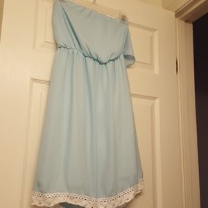 Beautiful Carolina blue strapless dress